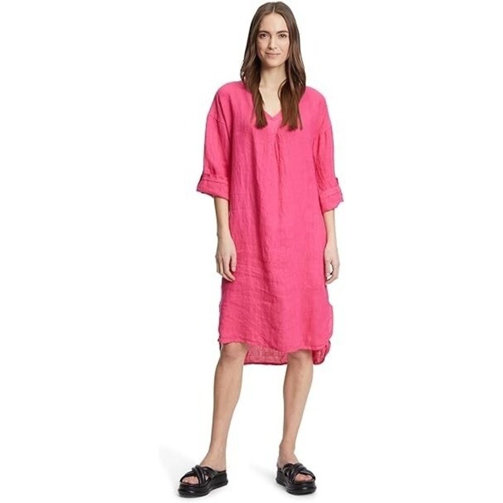 Cartoon Germany made size L Shift Linen Tunic Dress 3/4 Sleeve Pink